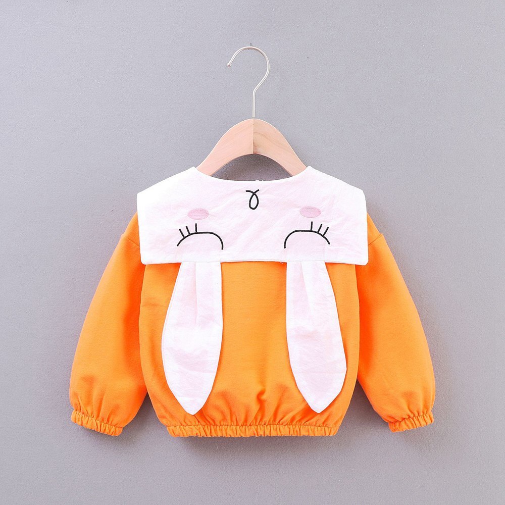 Söta hösttröjor för flickor barn baby spädbarn kartong öra långärmad sweatshirt toppar kappa ytterkläder  s9521: Gul / 24m