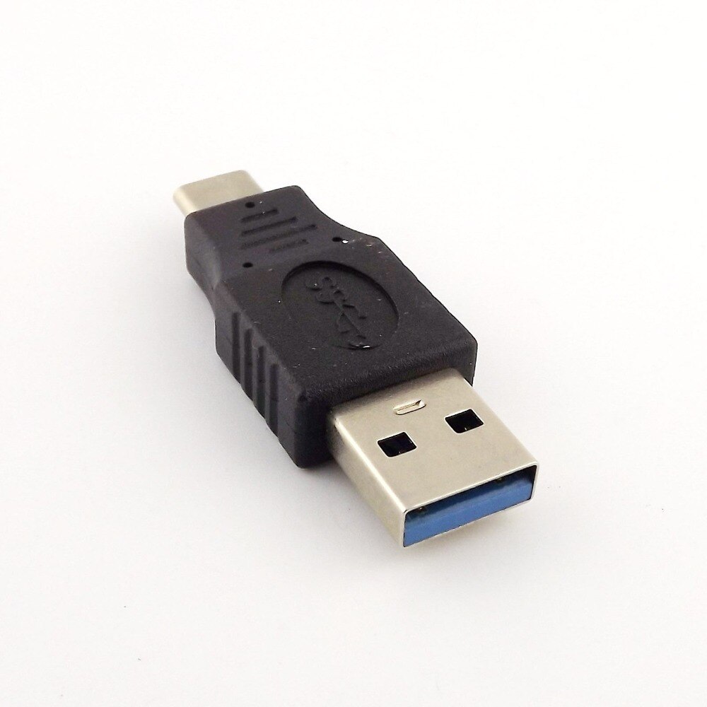 1x USB 3.0 A Male to USB 3.1 Type C Male Plug Sync Data Power Supply Male to Male Adapter Converter Black