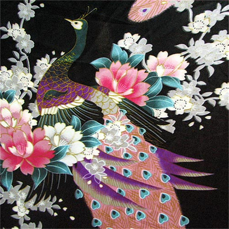 CF550 Rose Large Peacock Brocade Jacquard Fabric Traditional Chinese Wedding Cheongsam Qipao Fabric Mulberry Silk DIY Material