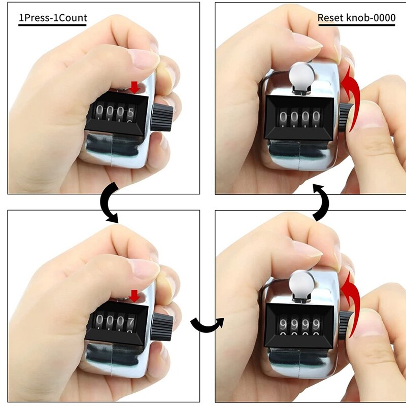 ABSF 12 Pcs Hand Tally Counter 4-Digit Lap Counter Clicker, Manual Mechanical Handheld Pitch Click Counter For School Golf