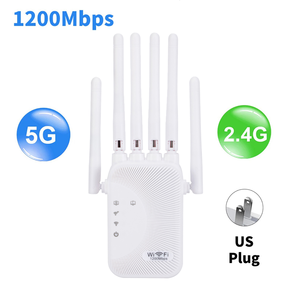Wzmacniacz sygnału WiFi Kebidumei 1200/300Mbps, repeater, ekspander sieci 2.4G 5G, przedłużacz zasięgu, wzmacniacz sygnału WiFi, bezprzewodowy router Wi-Fi: green