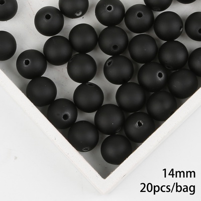 Svarte/røde matt plastrunde perler 6 8 10 12 14 16mm abs-perler med frostet overflate, 15-200 stk. til smykkefremstilling: Grå