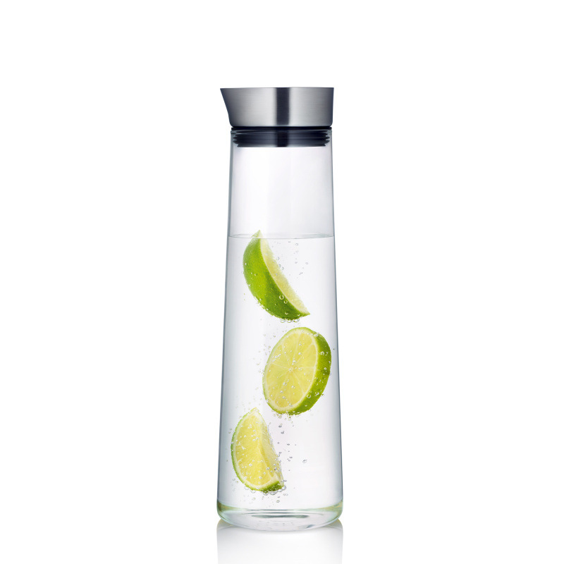 1L/1.5L Thickened Glass Water Bottle With Stainless Steel Lid Cold Water Jug Pitcher Boiling Water Juice Glass Pitcher Bottle: 1000ML A