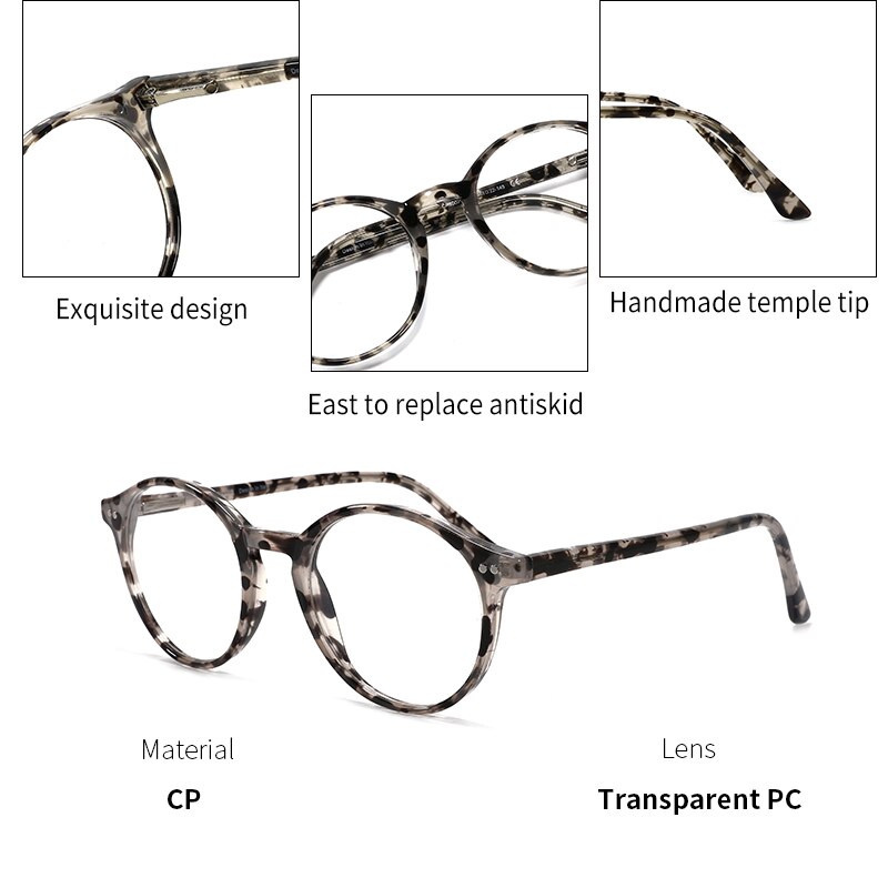 Kansept brillestel kvinder/mænd computer optisk nærsynethed cirkel brillestel til smalt ansigt  cp1007