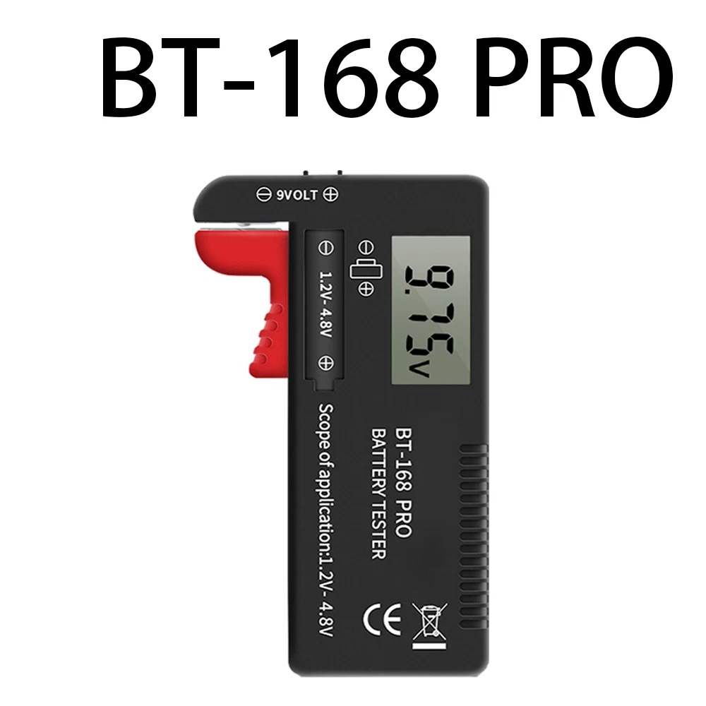 Testeur de batterie numérique BT-168 Pro BT-168D BT-168, écran LCD C D N AA AAA 9V 1.5V, détecteur de capacité de pile bouton: Black