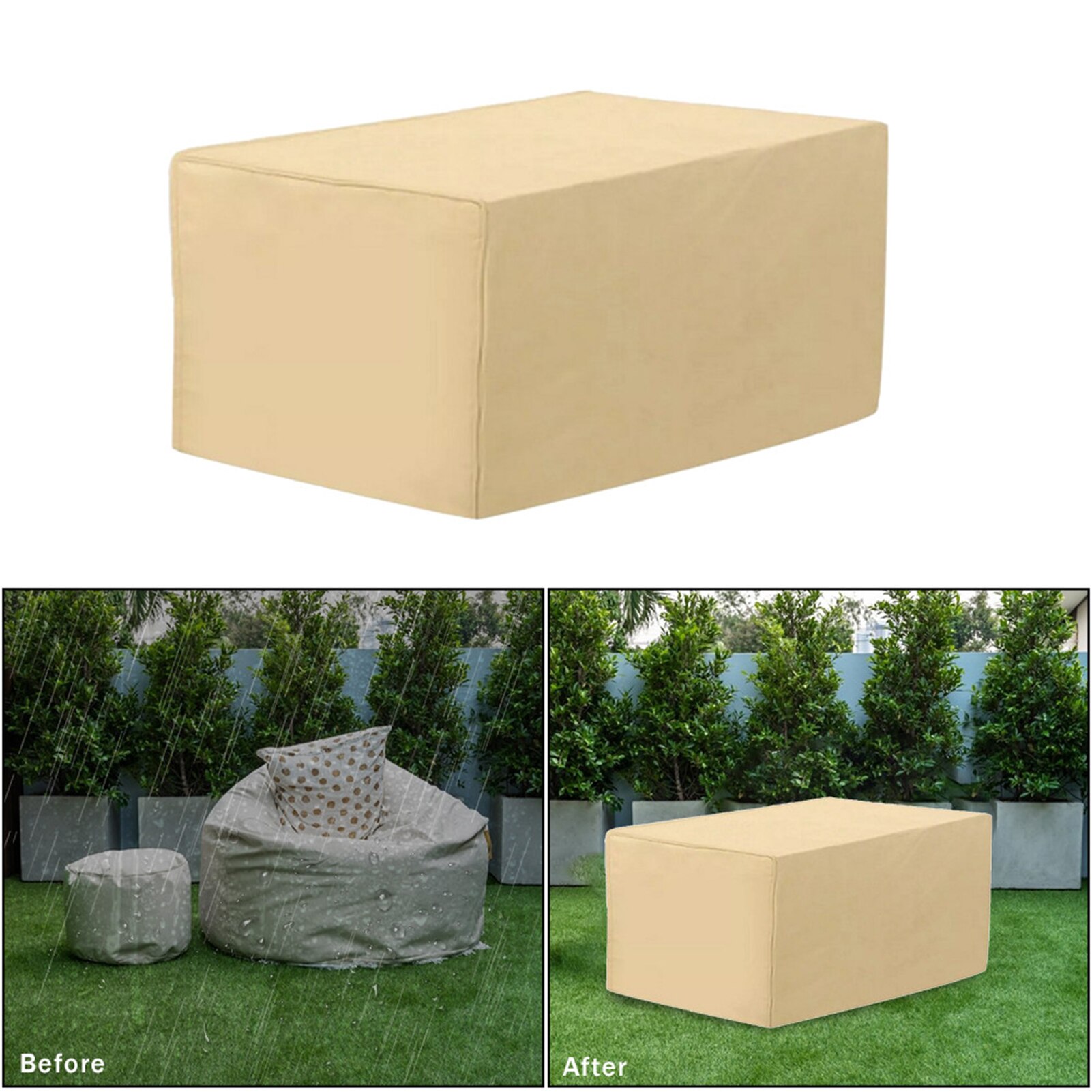 Tuinmeubilair Cover Stofdicht Patio Tafel Cover 420DPU Oxford Doek Beige Tuin Tafel Stoel Stofkap Waterdichte Hoes