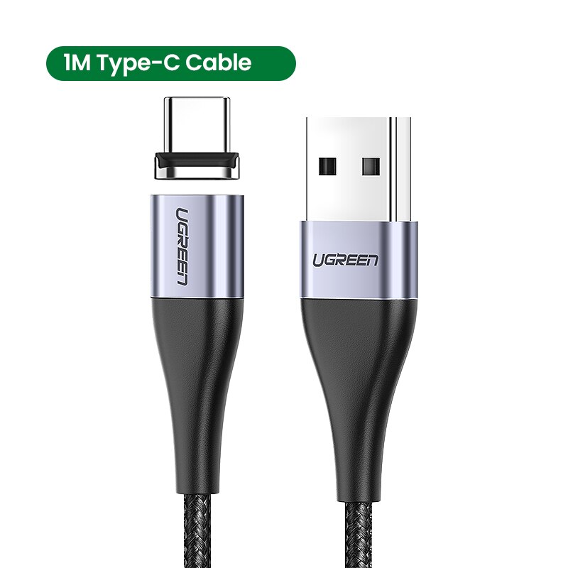 Ugreen tipo magnético usb c cabo 3a carregamento rápido micro cabo usb para samsung xiaomi ímã carregador do telefone móvel cabo de dados fio: Type-C Cable