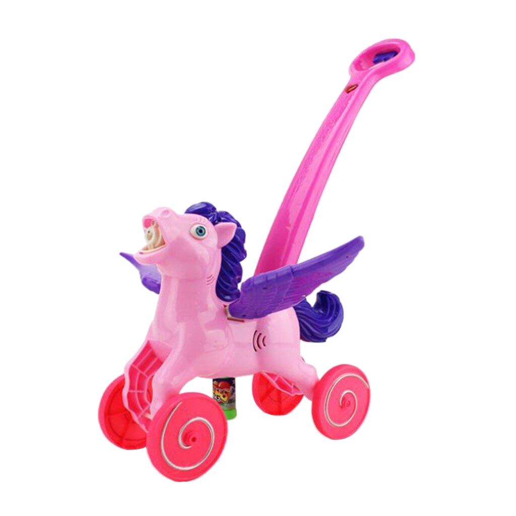 Blase Gebläse Maschine Rasen Spiele Outdoor Push Spielzeug für Baby Kinder Kleinkinder: Pink Horse