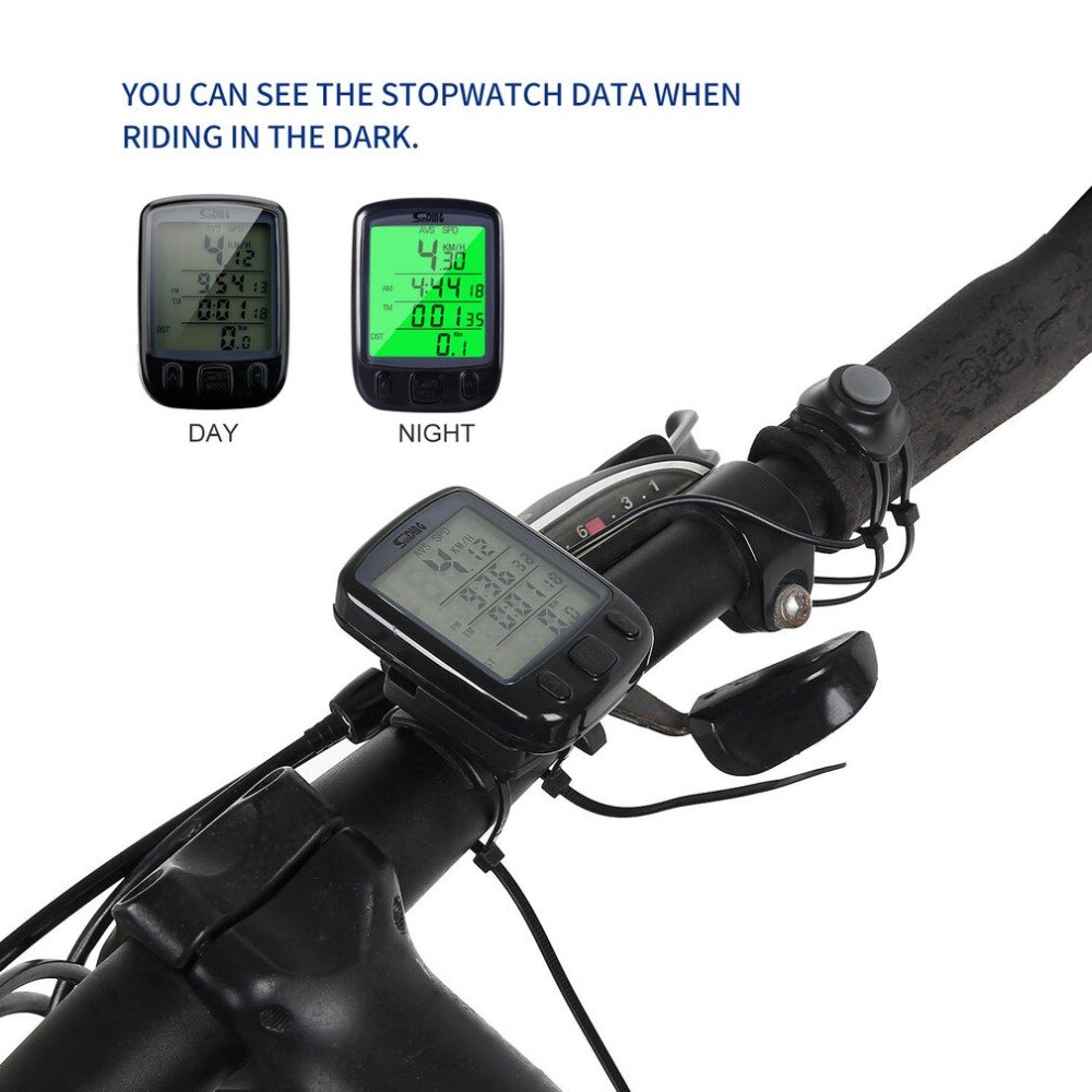 Cycle Bicycle Bike LCD Computer Odometer Speedometer With Backlight Monitor Bikes' Speed Distance And Riding Time