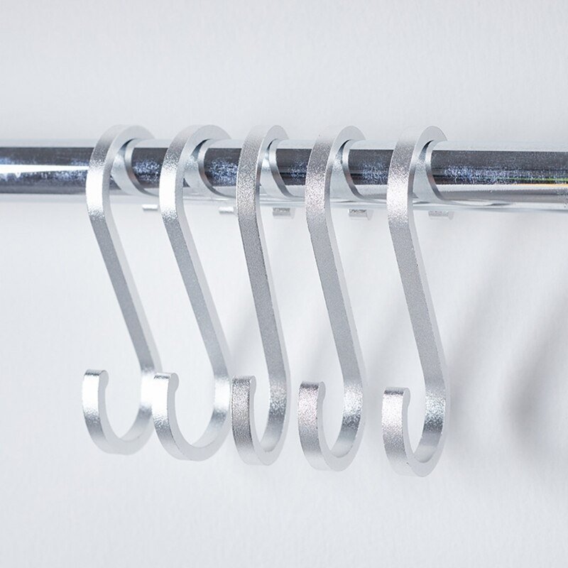 Ganchos en forma de S de aluminio para colgar ropa, colgador de barandilla de cocina, soporte de broche para colgar ropa, bolso, ollas, sartenes, herramientas de toalla, 10 piezas
