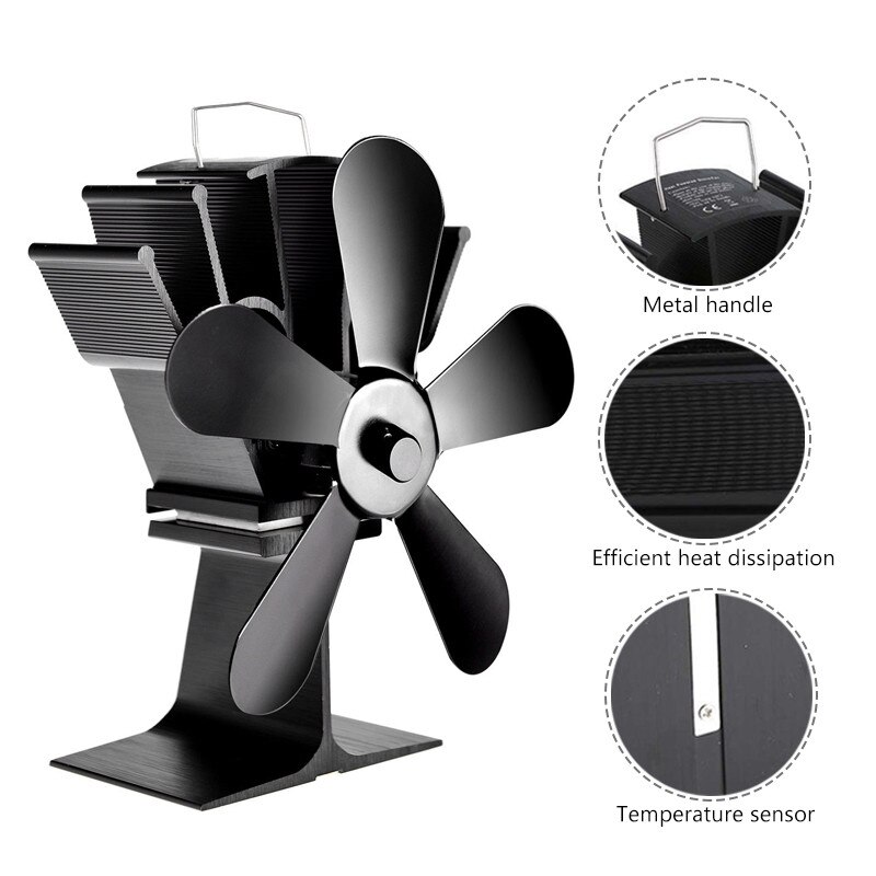 5 klinge komfur ventilator varme pejs fanpowered varmedrevet bjælke brænder venlig stille ventilator hjem effektiv varmefordeling