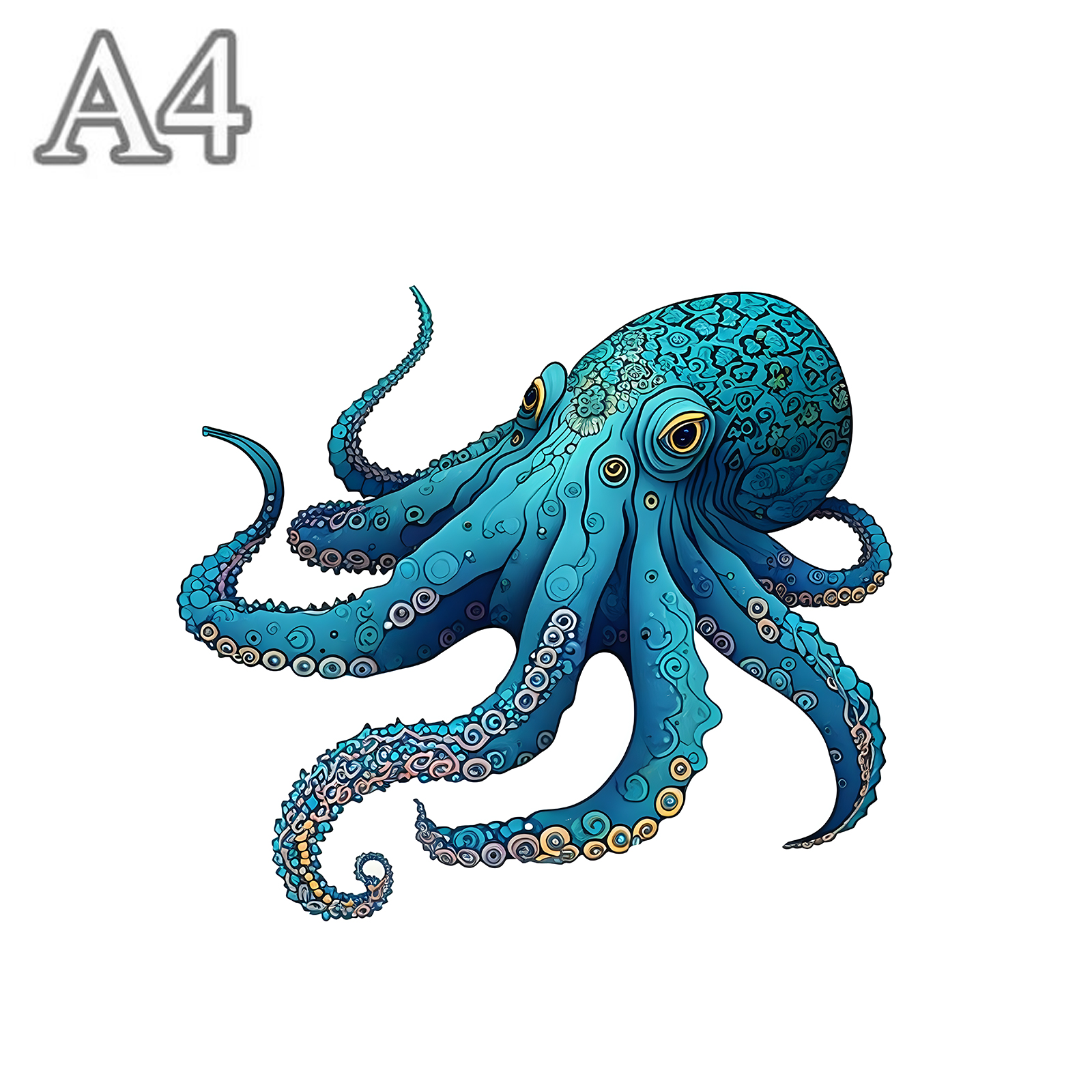 Octopus Pattern Wooden Puzzle, Irregular Animal Shapes, Stress Relief Toys, Birthday: GRAY