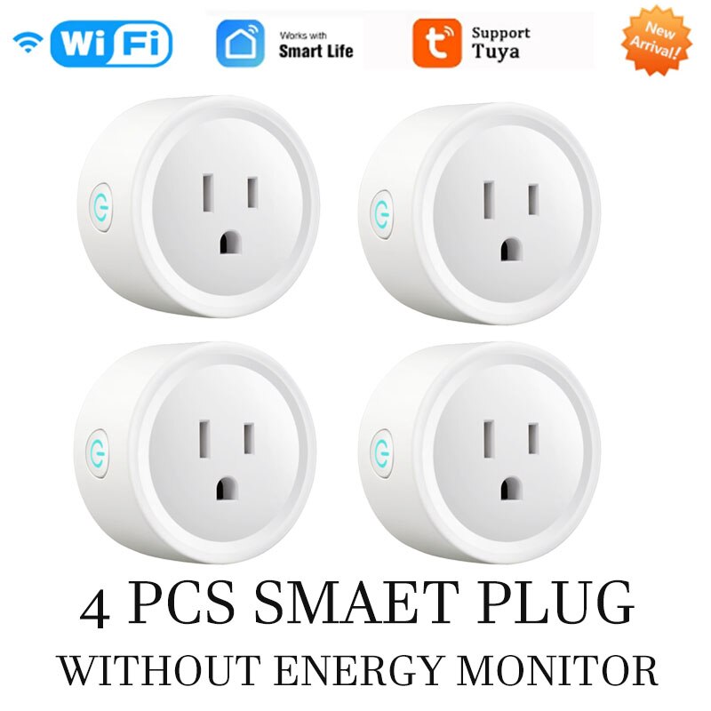 US Plug 10A WiFi Smart Socket Power Plug Outlet Remote Control Energy Monitor Works With Amazmart Home And Alexa/Google: 4 Pieces 02