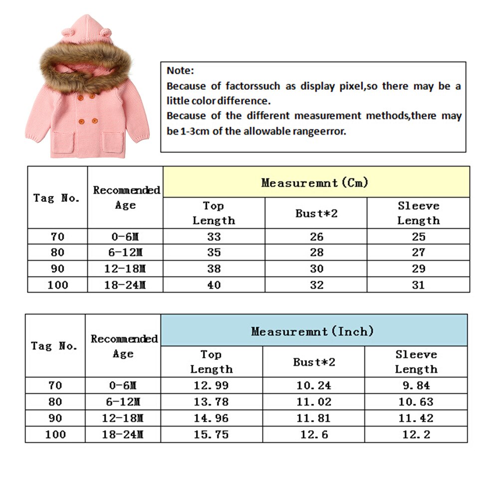 Bébé tricoté manteau mignon à capuche col de fourrure pull à manches longues infantile hauts pour bébé enfants filles garçons