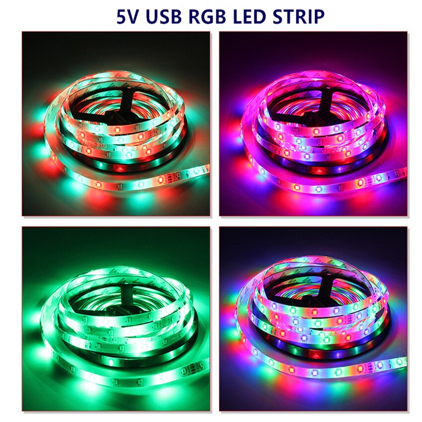 RGB LED Strip Light 5V USB 60 LEDs/m 2835 SMD LED Flexible Tape HDTV TV Desktop PC Bottom Screen Lighting 1M 2M 3M 4M 5M