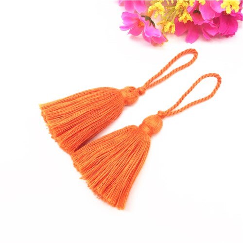 5 stk mini korte hengetau dusker smykker hjem tekstil gardin klær anheng håndverk dusker diy klær dekorasjon materiale: Oransje rød