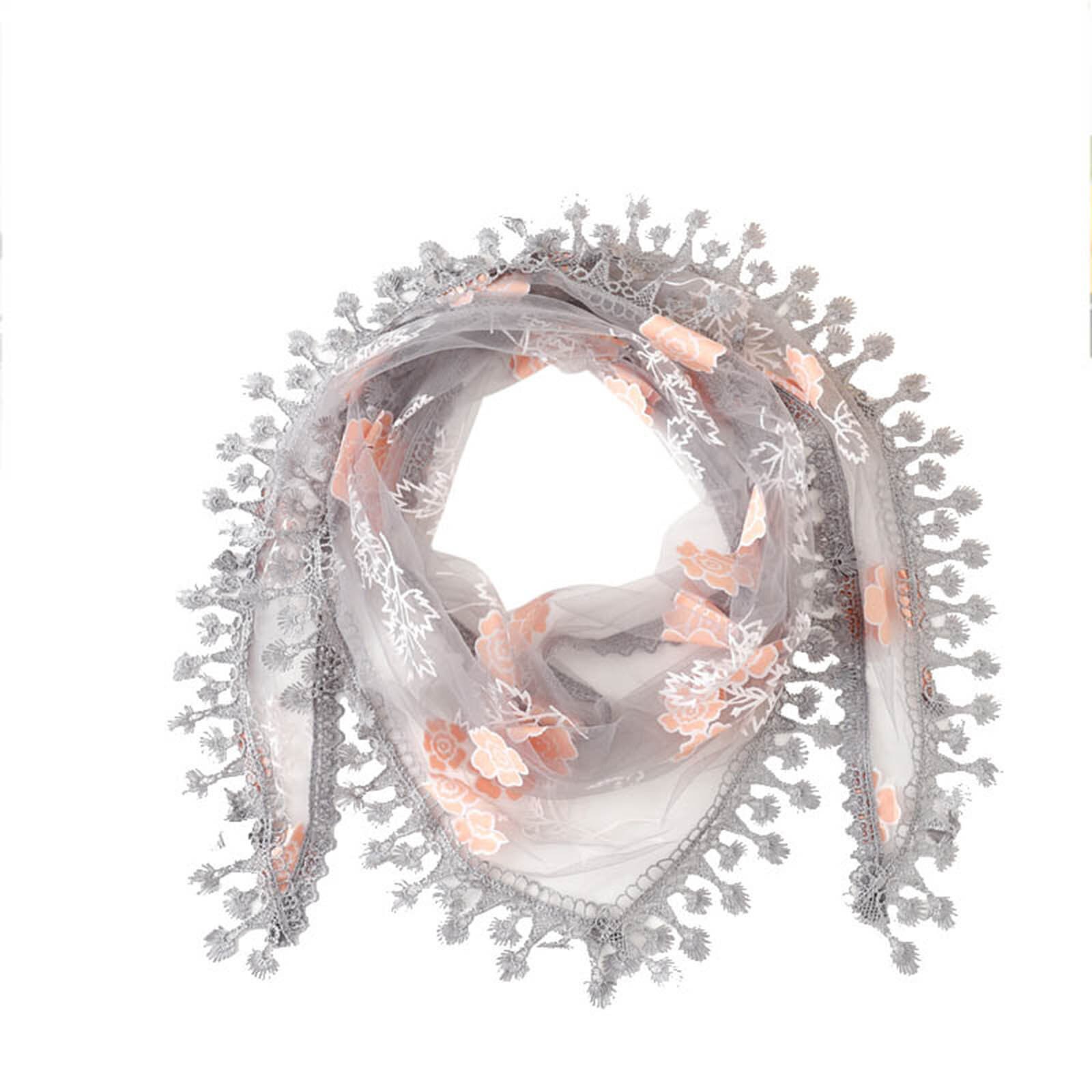 Bufanda multifuncional con borlas de encaje para mujer, chal de flores, pashmina suave, estola de playa de Echarpe,