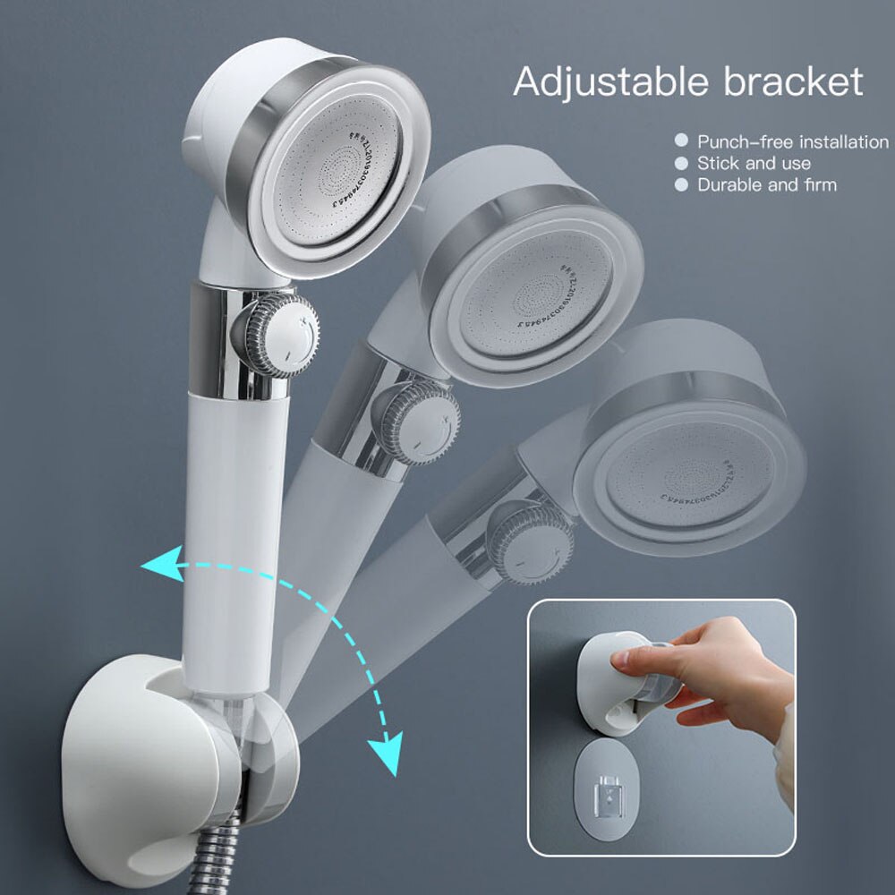Pressurized Shower Head High Pressure Water Saving Perforated Free Bracket Hose Adjustable Bathroom Accessories Shower Set
