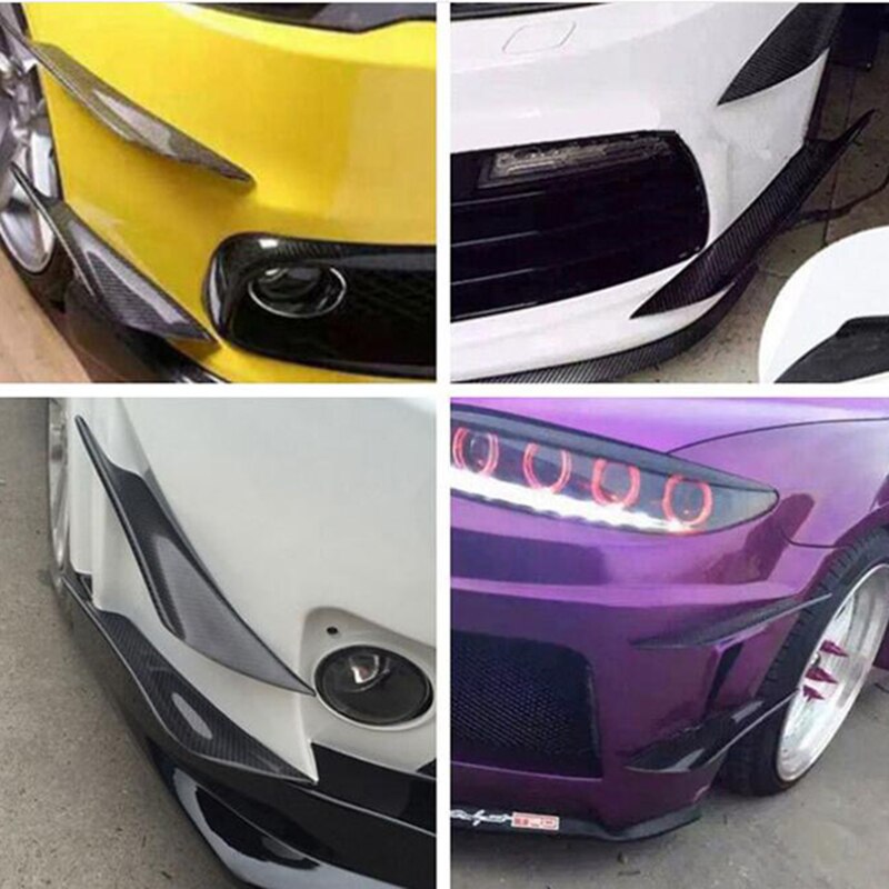 4 pieces of Universal Black Carbon Fiber Car Front Bumper Lip Rubber Fin Splitter Body Spoiler Canards Spoiler Car Accessories