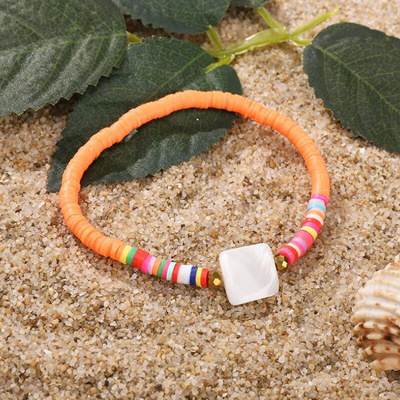 Afrikanske perle perle halskæde kvinder mænd boheme farverig ler heishi choker halskæder boho handamde smykker: Orange