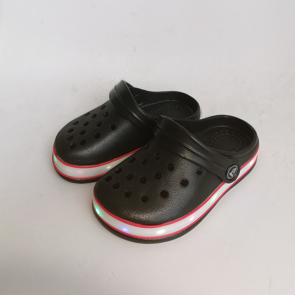 Ltolo barn pojke baby neon led-lampor sommar mulor sandaler krokodil småbarn träskor tofflor skor för pojkar storlek 28 29 30 31 32 33