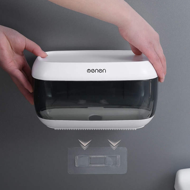 Soporte de papel higiénico montado en la pared, caja de papel higiénico, estante de almacenamiento de rollo de papel impermeable, organizador de tubo de papel para Baño