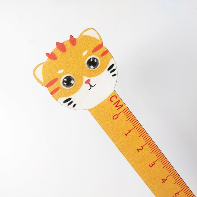 Regla recta de gato de dibujos animados, regla de madera para Patchwork, papelería de dibujo, suministros escolares, 15CM de longitud, 1 ud.: yellow