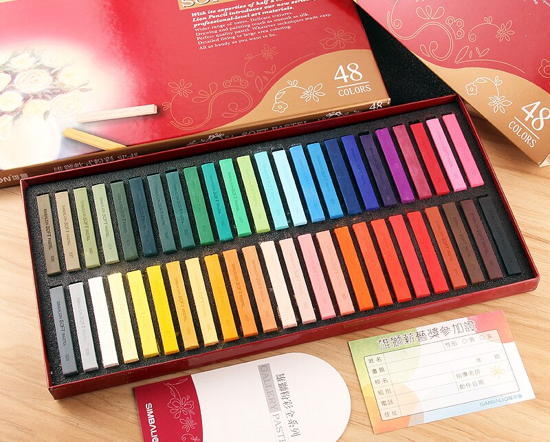 taiwan simbalion kalk diy maleri pastell myk pastell sett fargetegning fargemaling 12/24/36/48/60 stk sett: Lange 48 farger