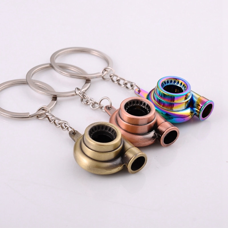 Echt Pfeife Klang Turbo Keychain Gleitlager Spinnen Auto Teil Modell Turbine Turbolader Schlüssel Kette Ring Keyfob schlüsselanhänger