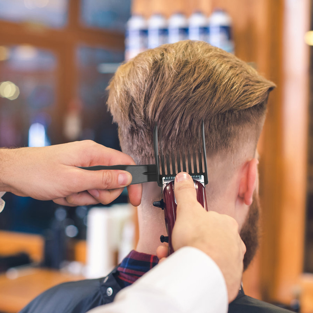 Peines para cortadora de pelo con posicionamiento curvo y mango largo para hombre, peines de plástico para peluquero, peines para cortar el pelo con parte superior plana, herramientas de estilismo para barbería
