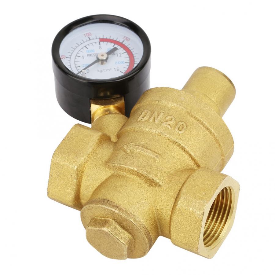 Adjustable Brass Water Pressure Regulator with Gauge Meter DN20