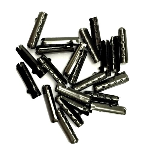 100 PCS Set Metal Aglets DIY Shoelaces Repair Replacement Shoe Lace Tips Head: Ebony