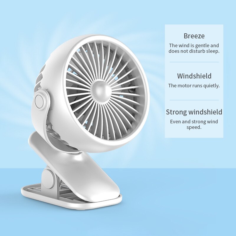 Desk Mini USB Fan Clip-on Portable Table Fan for Office Bedroom Strong Wind Quiet Cooler Three Gears Adjustable