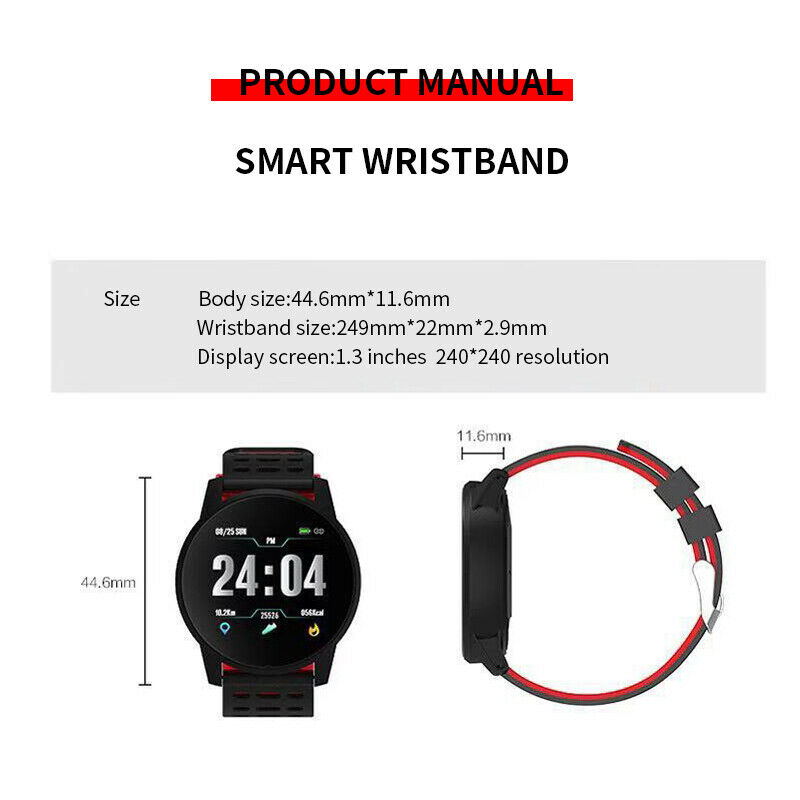 Smart Bracelet Wodoodporna Opaska Fitness - Kolorowy Wyświetlacz LCD - Włókno Węglowe/Silikon