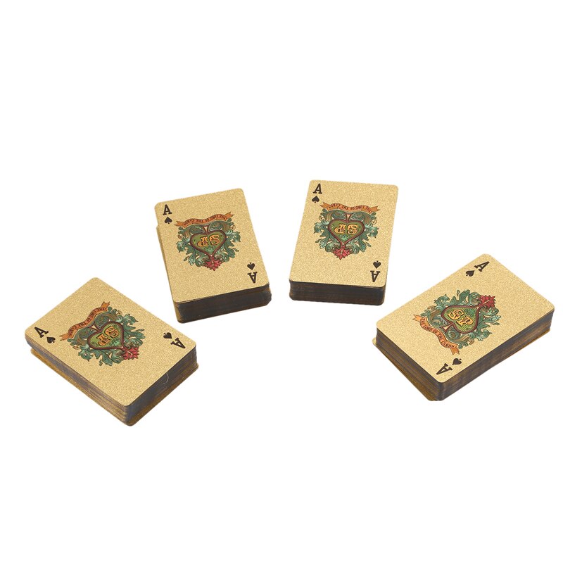 24K Gold Playing Cards Plastic Poker Game Deck Foil Pokers Pack ic Cards Waterproof Card: 4 set