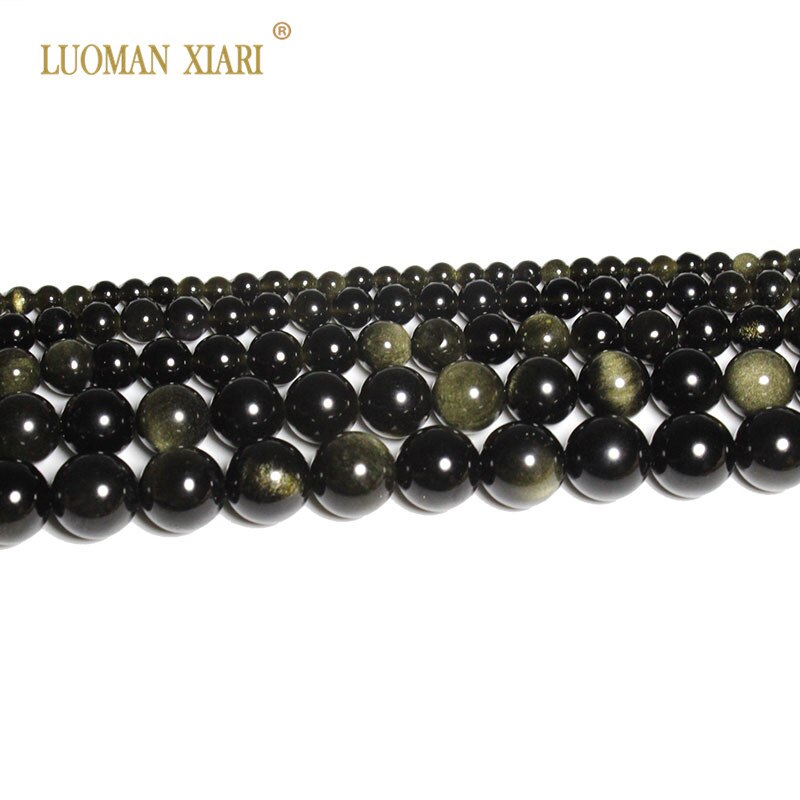 AAA+ Natural Stone Beads Round Golden Obsidian Beads For Jewelry Making DIY Bracelet Necklace 4/6/8/10/12/14 mm Strand 15''