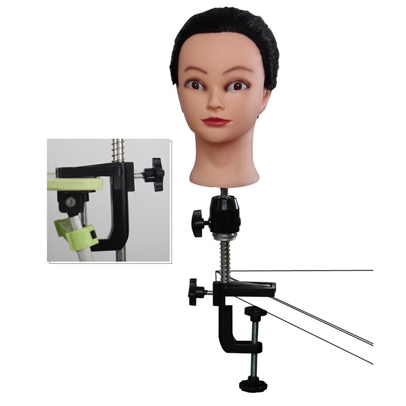 Testa di Formazione Del Basamento manichino Supporto Della Testina di Testa di Manichino Del Basamento di Plastica Dura E Parrucca in Acciaio Inox Testa Del Basamento Del Morsetto da Tavolo