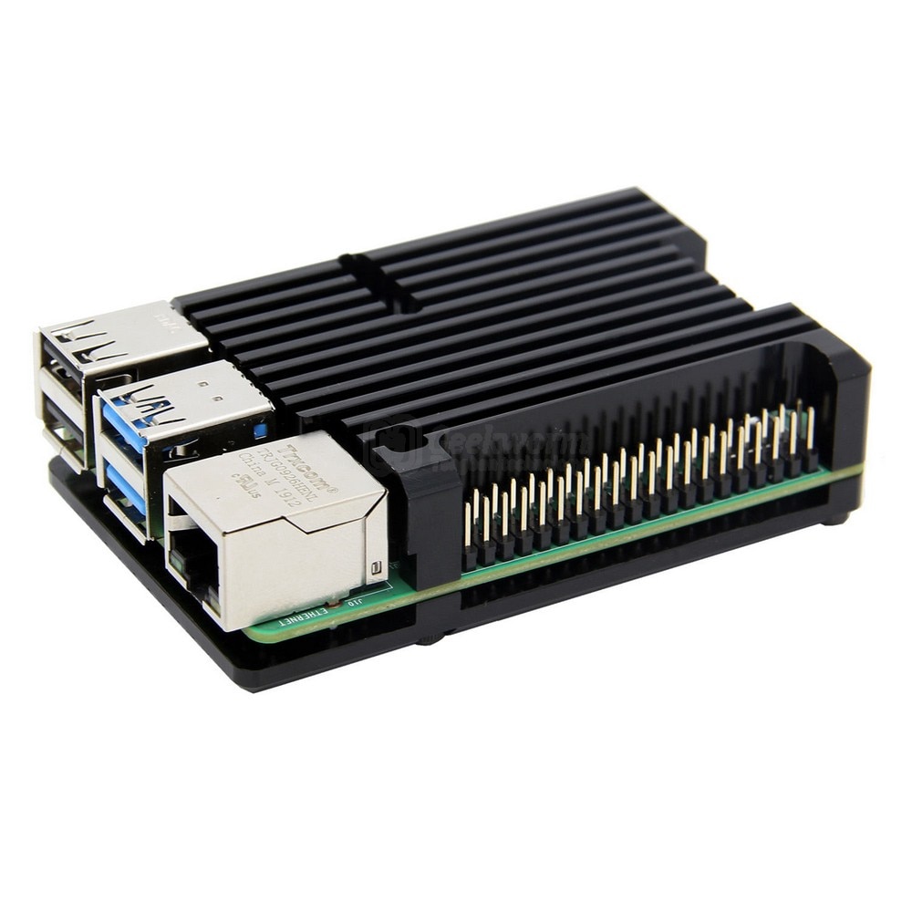 Raspberry Pi 4 Armor Heatsink Case with Dual Fan, Raspberry Pi 4B Aluminum Alloy Passive Cooling Case for Raspberry Pi 4 Model B