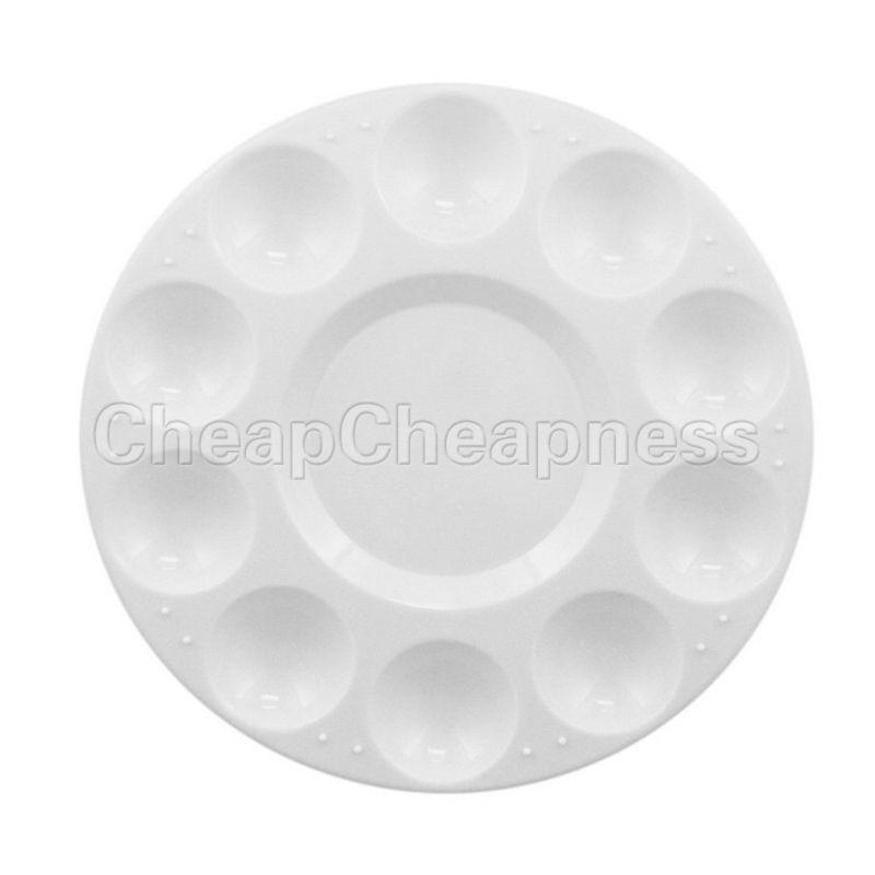 Plastic 10 Wells Palette Art Paint Plastic Drawing Tray Color Palette For Oil Watercolour White Painting Pallet: Default Title