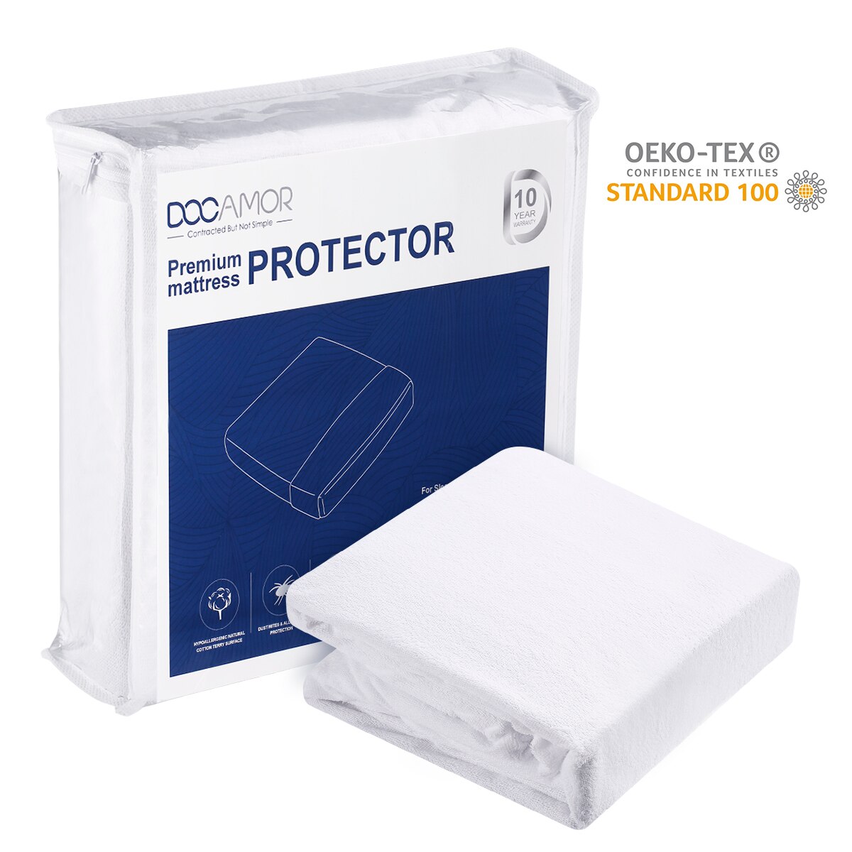 Docamor Waterdichte Hypoallergeen Katoen Matras Protectors Stof Mijt Bed Bug Proof Matras Bescherming Covers Barrière Vel