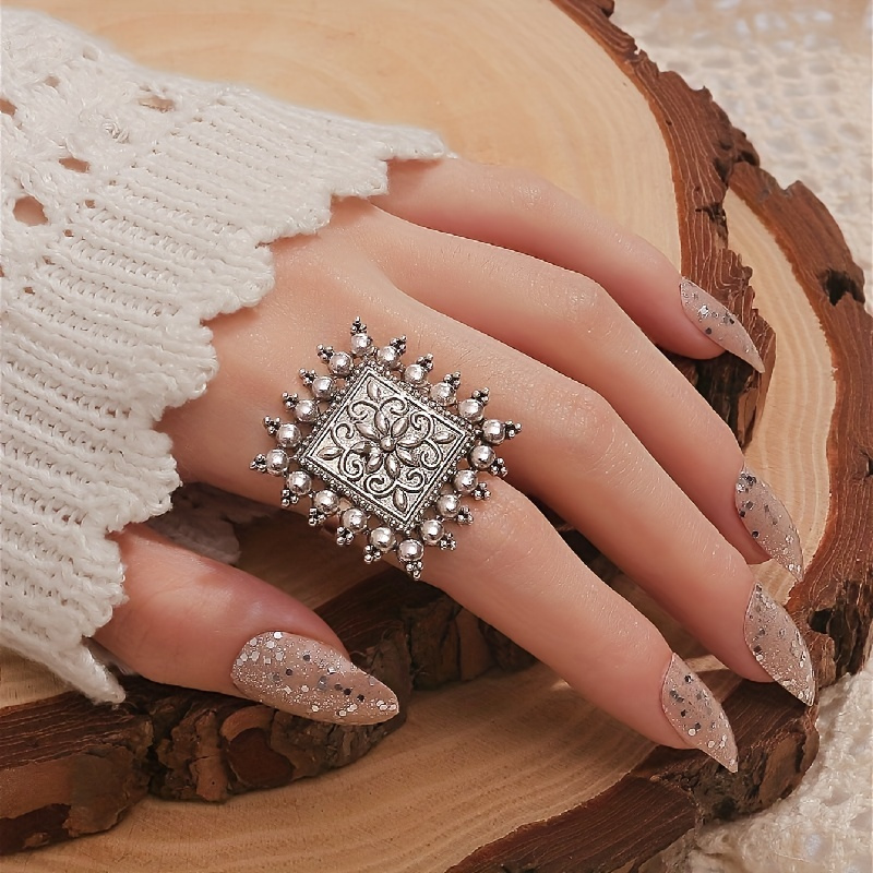 anillo de pegamento en forma de gota de rama esmaltada, anillo azul quemado artístico y fresco, accesorios de de de vacaciones para mujer a la y Retro: Castaño