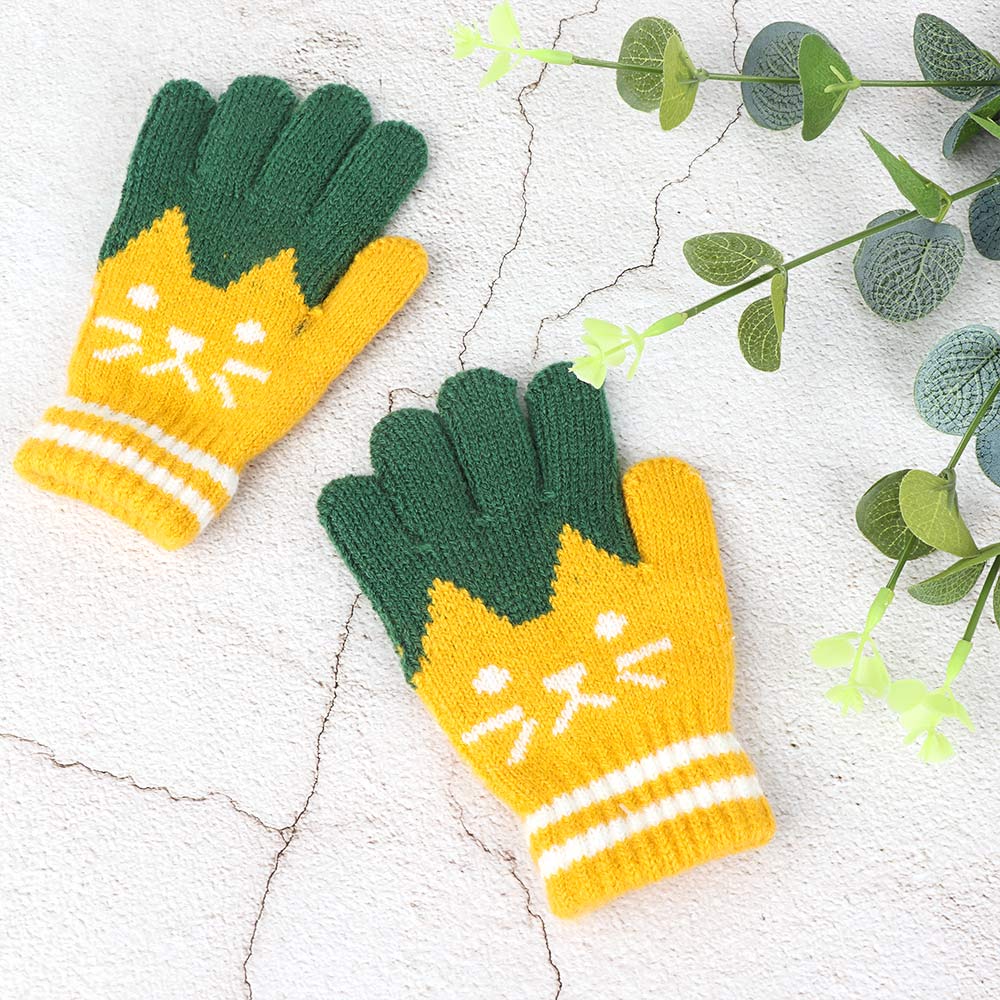 Child Kids Winter Gloves Baby Girls Boys Gloves Kids Winter Warm Thick Knitted Gloves Magic Mittens: yellow