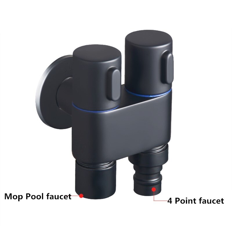 Black G1/2 Mini Multi-function Faucet Brass One Into Two Out Dual Control Washing Machine Tap Three-way Toilet Triangle Valve: B