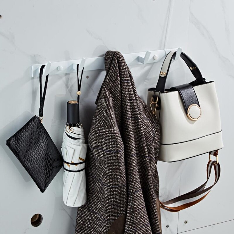 Badkamer kapstok hanger handdoekhaak wandhanger deur achter kapstok 5 haken -wit