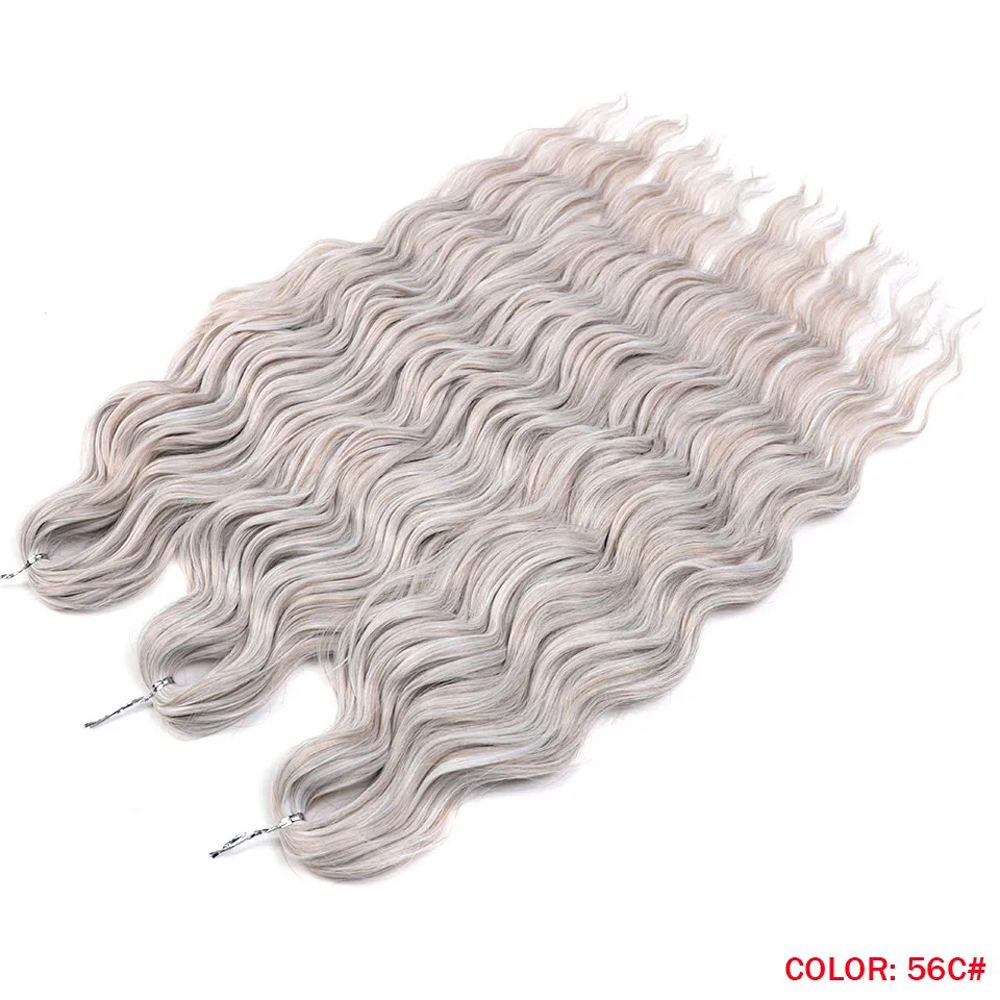 Anna hair syntetiskt löshår djupvågig flätad hårförlängningar 24 cm vattenvågig fläta mörkbrun virkad hår: #35