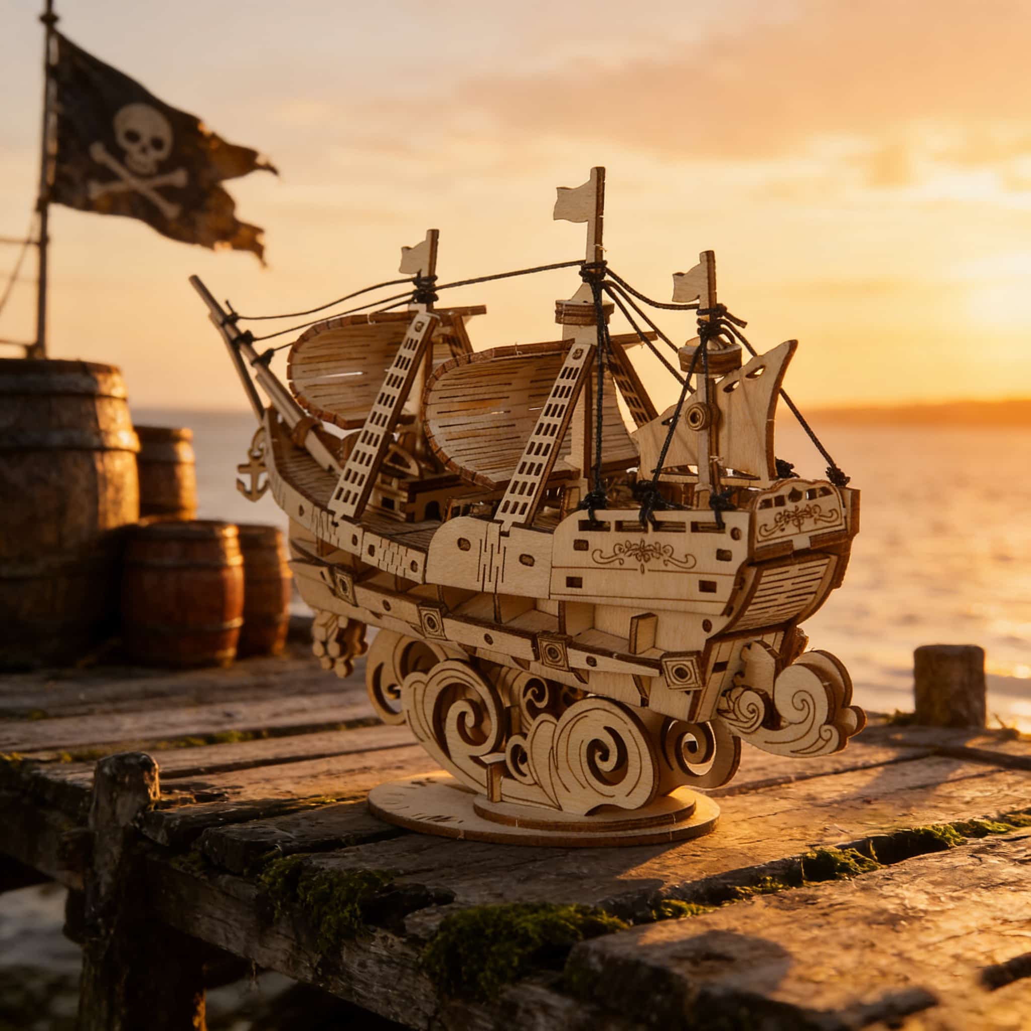 Ocean Sailboat 3D Wooden Puzzle Model The Perfect : Ideal for Halloween, Christmas, and Birthdays
