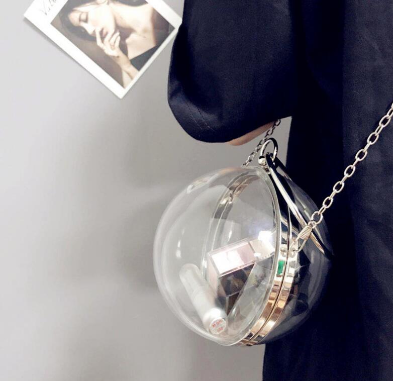Acrylic Ball Shape Clutch Evening Bag Transprent Round Shoulder Bag Chain Mini Crossbody Messenger Bag Purse
