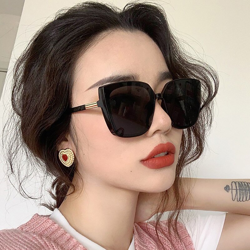 Gafas de sol de cara grande para hombre y mujer, lentes de sol de tendencia europea y americana, retro, con personalidad,