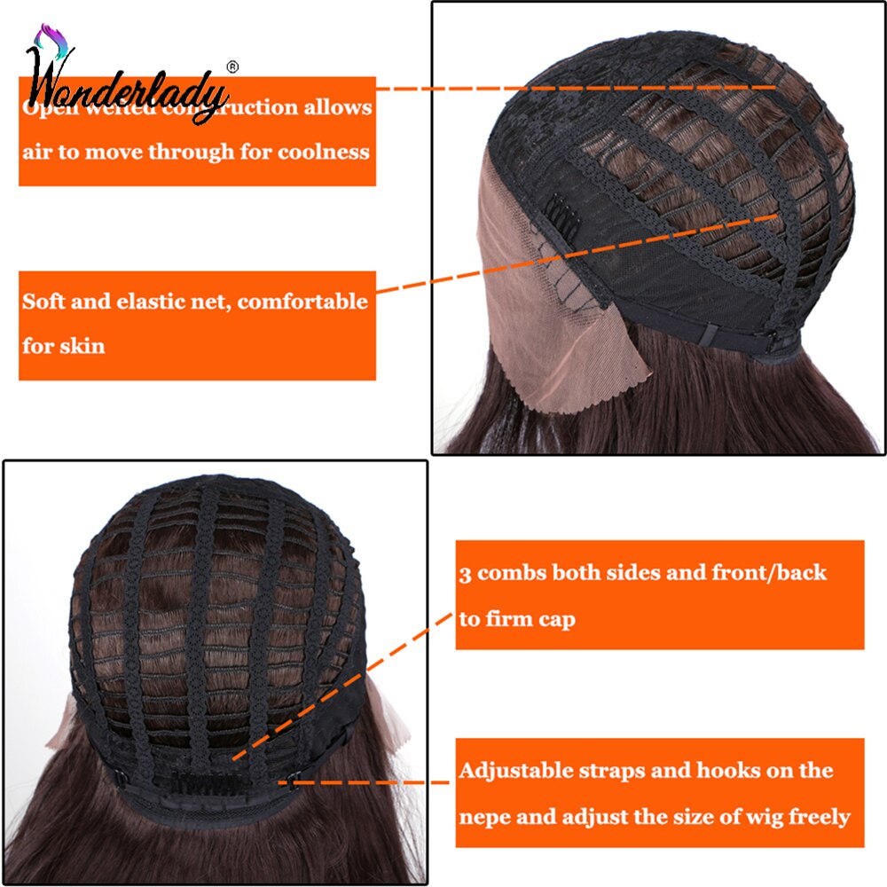 Wonderlady Lange Golvende Kant Pruiken Voor Vrouwen 28 Inch Natuurlijke Golf Synthetische Lace Front Pruiken Ombre Kanekalon Hittebestendige Vezel