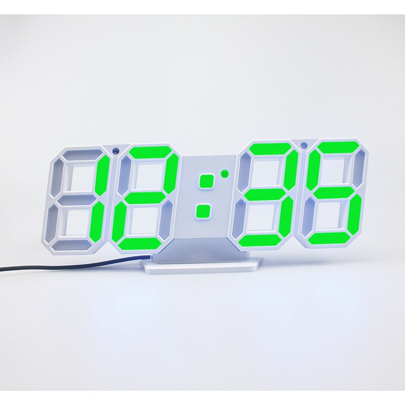 Modern 3D LED Digital Wall Clocks Snooze Function USB Charging Built In Battery Desk Table Alarm Clock Nightlight For Home Decor: Color 1